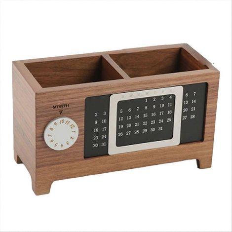 Stiftehalter und Kalenderhalter aus Holz, multifunktionaler Schreibtischorganizer, Aufbewahrungsbox für Stifte und Fernbedienungen (1/5)