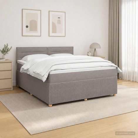 vidaXL Lit boxspring avec matelas Taupe 140 x 190 cm Tissu (1/5)