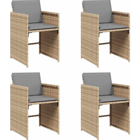 Maison Exclusive - Gartenstühle mit Kissen 4 Stk. Beigemischung P