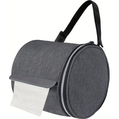 Porte-papier toilette pliable portable – Distributeur de papier hygiénique anti-chat à structure en nid d'abeille, sangle ajustable, pour camping et maison, gris pur (1/4)
