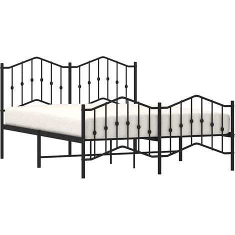 Metal Bed Frame without Mattress with Footboard Black 135x190cm vidaXL (1/5)