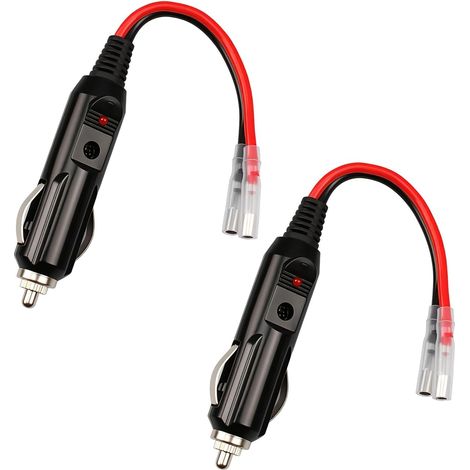 2 Stück Zigarettenanzünder-Steckerkabel, für Zigarettenanzünder mit 16 AWG 12V/24V Universal-Stromkabel, für Auto-LKW-Steckdose, elektrische Kühlbox, Staubsauger