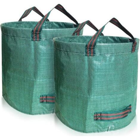 FENOPLASTIC 2er-Pack 500L Gartensäcke, robuste Gartenabfallsäcke, stabile und faltbare PP-Abfallsäcke, UV-beständig (2er-Pack - 500L, Grün) (1/4)