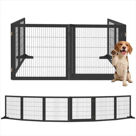 Chatière Barrière de sécurité pour chien pliable 6 panneaux noir (1/5)