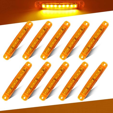 10Pcs Feu Latéral Ambre,12-24V 3,9'' 9LED Côté LED Marquage Léger Camion Remorque Camion Feu Arrière Avant et Arrière Marquant le Feu Latéral D'avertissement- Étanche (1/5)