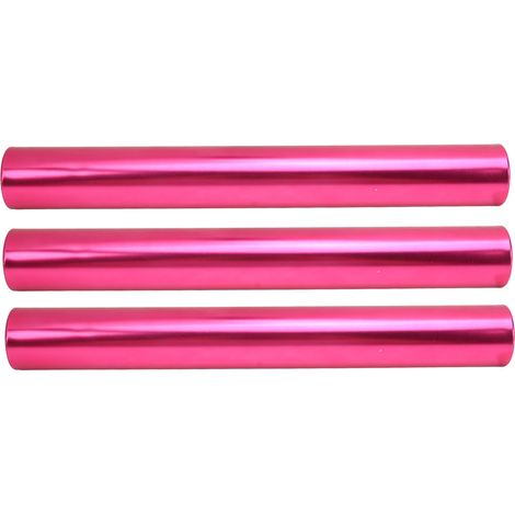 Set aus 3 Staffelstangen aus Aluminiumlegierung für Laufwettbewerbe, ideale Ausrüstung für Teams und Schülerstaffelläufe im Freien. Farbe: Rosarot.