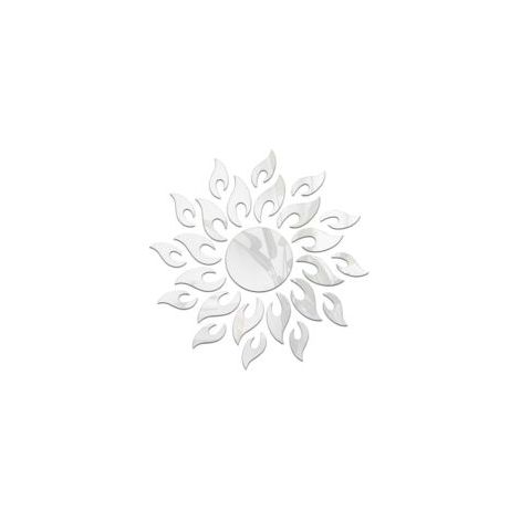 3D-Sonnenblumen-Spiegel-Wandaufkleber, Acryl-Spiegel-Wandaufkleber, selbstklebende DIY-Wanddekoration für Wohnzimmer, Schlafzimmer, TV-Hintergrund, Heimdekoration, Silberwaren-Crezuo