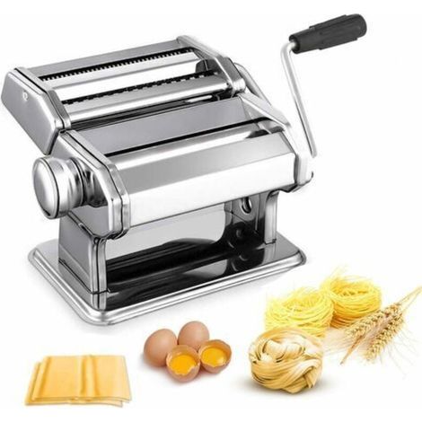 Nudelmaschine aus Edelstahl – Walze mit 7-stufiger Regulierung – Für Tagliatelle, Spaghetti, Lasagne – 15 cm Nudelbreite (1/5)
