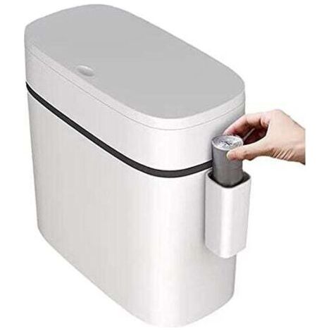 Poubelle rectangulaire 12 litres – Couvercle à pression – Design mince pour espaces restreints – Matériau PP – Salle de bain, bureau, cuisine