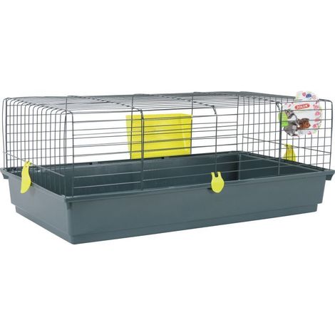 Zolux – Cage pour gros rongeurs 100 cm – Plastique non toxique – Rateliers à foin – Barreaux espacés 32 mm pour sécurité et ventilation (1/4)