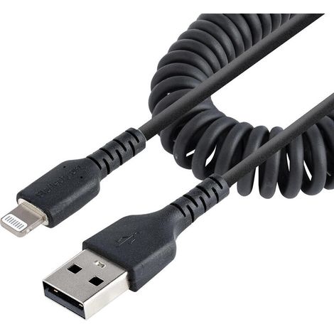 StarTech.com RUSB2ALT50CMBC cable USB-A a Lightning espiralado 50 cm MFi negro (1/4)