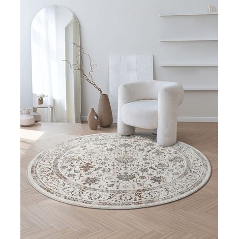 Mila tapis salon moderne court poil brillant crème, 200 x 200 cm