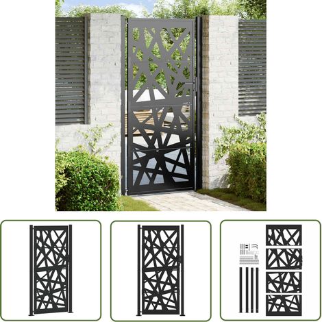 vidaXL Portail de jardin noir 105x205 cm acier conception de lumière (1/5)