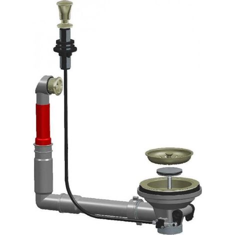 Desagüe de fregadero automático diámetro 114mm, níquel satinado con rebosadero redondo (1/3)