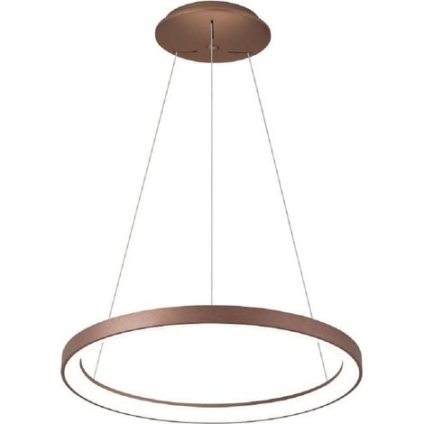 TrAdE Shop Traesio - Lampadario Pendente Led 30w Cct Lampada Sospensione Circolare 38m Luce Cucina Bar - Marrone