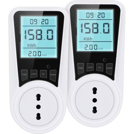 KLVGTIFS PUWattmètre Prise Compteur d'Énergie, Consommation d'Énergie avec 7 Modes Surveillance,Écran LCD Rétroéclairé, 2pcs (1/5)