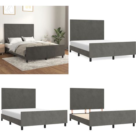 Bettgestell ohne Matratze Dunkelgrau 140x200 cm Samt - Samtbettwäsche - Bettestel - Doppelbett - Boxspringbett - Hochbett - Home & Living