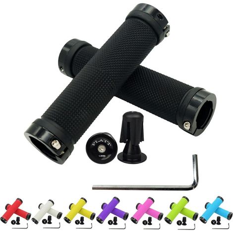 Fahrradgriffe rutschfest weich Gummi mit Aluminium-Endkappen für MTB/BMX 22,2mm (1/5)