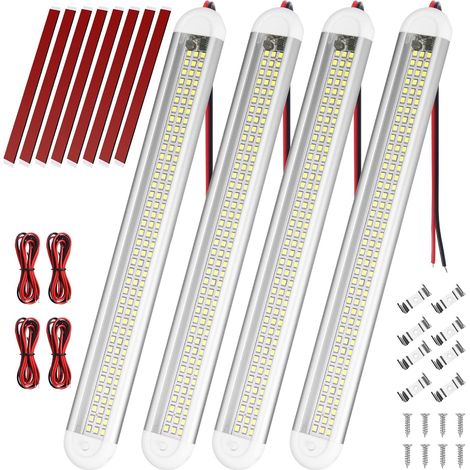 Barre LED Intérieure 12V - Lot de 4 - Aluminium - 120 LEDs 1200LM - Interrupteur On/Off - Auto Camping-Car (1/5)