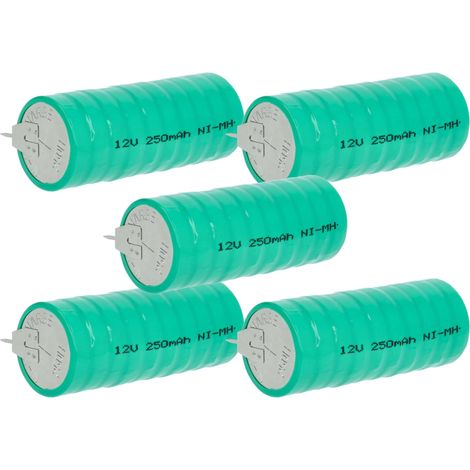 vhbw 5x NiMH Ersatz Knopfzellen-Akku Typ V250H 250mAh 12V kompatibel mit Modellbau-Akkus, Solar-Leuchten uvm.