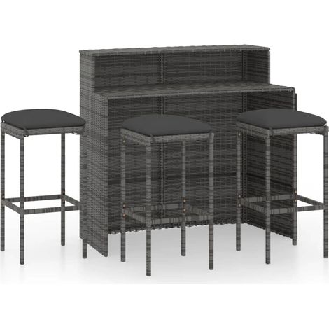 Maison Exclusive - 4-tlg. Gartenbar-Set mit Kissen Grau
