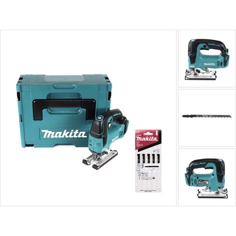 Makita DJV 182 ZJ Seghetto alternativo brushless a batteria 18V 26mm in valigetta Makpac + Makita L-2 Set di 5 lame da seghetto alternativo per legno ( A-86309 ) - senza batteria, senza caricatore
