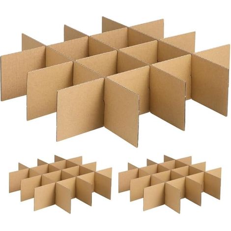 Lot de 18 cloisons en carton pour boîtes de déménagement - Pour vaisselle, verres et petites pièces - 33 x 8 x 0,3 cm - Réutilisables (1/5)
