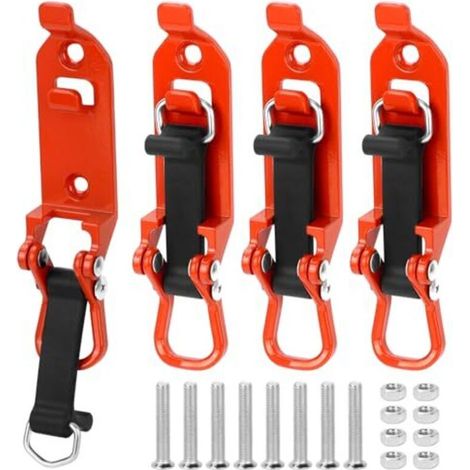 4-piece shovel rack, shovel support for roof rack, orange, with screws and nuts