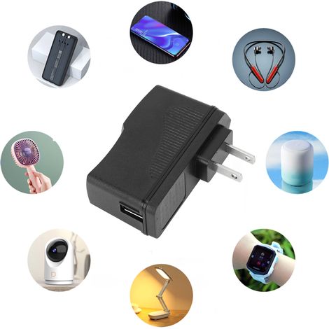 Chargeur mural USB 5V 3A, matériel ABS, prise rapide intelligente pour téléphone et lampe avec protections multiples (1/5)