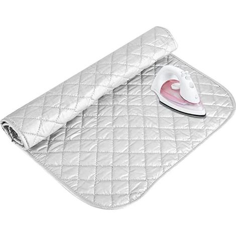 Couverture de repassage résistante à la chaleur, tapis de repassage portable, couverture vapeur en coton, pliable et pratique, grise, 48 x 80 cm (1/4)