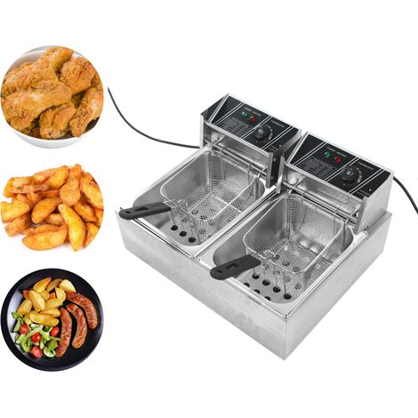 Zoternen Elektrische Fritteuse Doppelzylinderkorb Edelstahl-Arbeitsplatte Einstellbare Temperatur Europäischer Stecker 220 V 1700 + 1700 W (1/5)