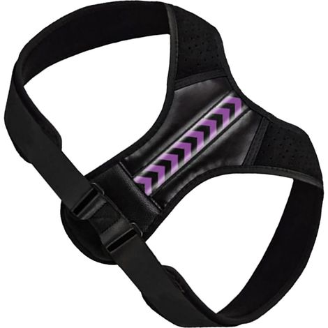 Correcteur de posture réglable, soutien dorsal souple et respirant pour le haut du dos, coque de maintien quotidien, noir et violet, taille XL (1/5)