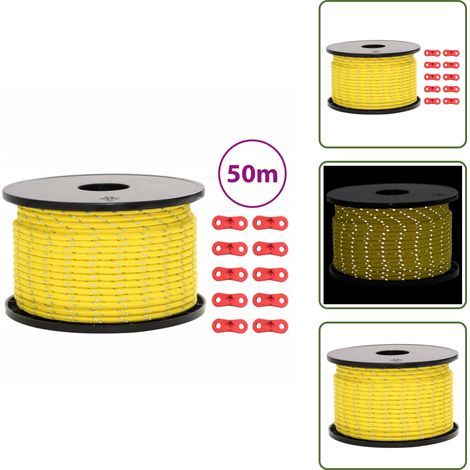 The Living Store Corde de haubanage de tente avec bandes réfléchissantes et clés - Corde De Tente - Corde De Haubanage - Accessoires De Tente - Matériel De Camping - Cordage Résistant (1/5)