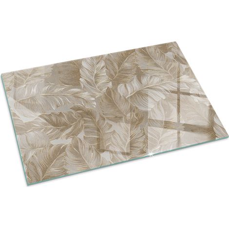 Plaque Rectangulaire décorative de protection avec impression sous cheminée pour salon Feuilles en motifs subtils 100x70 cm (1/5)