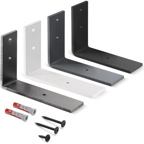 HOLZBRINK Regalträger Metall Regalhalter für Wandregal, Regalwinkel grau 150x100x40 mm, 10 Stück, HLR-L-150-7016