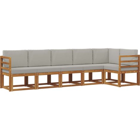 Conjunto de sofás de exterior 6 pcs Gris Natural y Claro vidaXL (1/5)