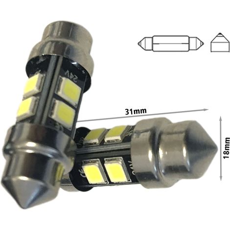 24V Lampada LED Siluro T11 C5W 31mm 8 SMD 2835 No Polarità 360° Bianco Freddo Durata Garantita (1/2)