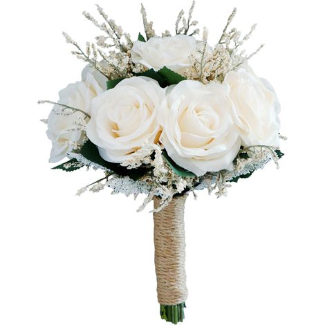 Artificial Rose Bouquet 20x26cm Wedding Bride Holding Silk Flower Bouquet Photography Prop Light Champagne (1/2)
