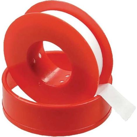Ruban téflon PTFE 0,1 mm x 12 m x 12 mm – Température de service -200 °C à 260 °C – Pour conduites d'eau et d'air