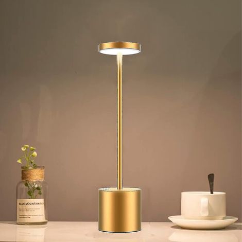 Lampe de table sans fil rechargeable par USB, lampe de chevet dorée (1/4)