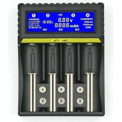 Chargeur De Batterie - Li-ion NiMH NiCd 18650 AAA AA 9V - Écran LCD - 4 Emplacements Indépendants - 1 Pièce (1/4)