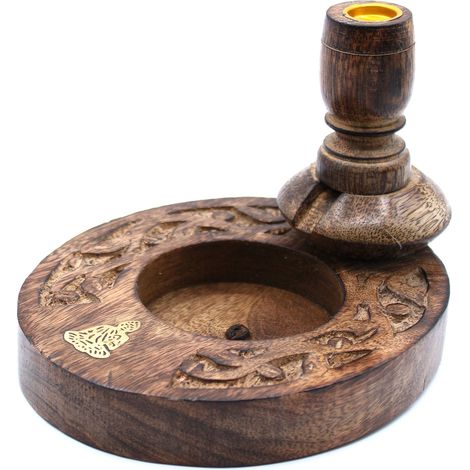 Brûleur à refoulement en bois de manguier Sm - Bouddha en laiton- Vendu par 1 (1/4)