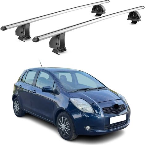 OMAC Barres de toit transversales en aluminium pour Toyota Yaris II HB 2006-2011 – TÜV / DIN 75302:2019 – Antivol inclus – Charge max 75 kg – 2 barres – Gris (1/4)