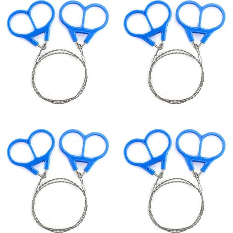 4 Pcs - Scie à chaîne - Scie à fil d'acier - Coupe de bois et tuyaux - Idéal pour camping et randonnée - Argent - 52 cm (1/5)