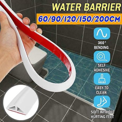 Joint d'étanchéité de salle de bain de 15 mm de hauteur, cloison anti-éclaboussures, barrière anti-inondation en caoutchouc silicone antidérapant (1/2)