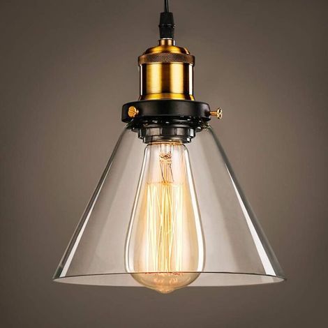 Ineasicer Luminaire Suspension Vintage Edison industrielle Abat-jour en Verre Lampe Plafonnier Pendant Lampe Edison E27 pour éclairage Cuisine Salle à manger Salon Chambre d'enfants restaurant (1/4)