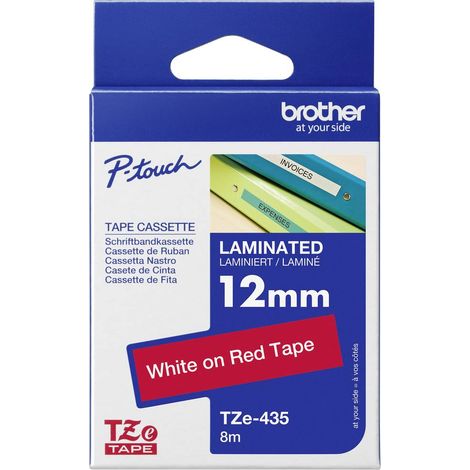 Brother TZe TZe-435 Colore Nastro: Rosso Colore carattere:Bianco 12 mm 8 m (1/4)