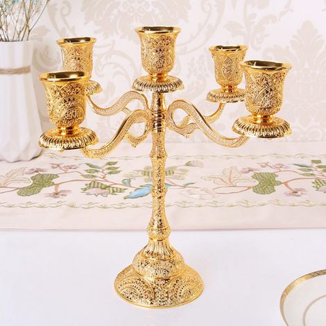 Candélabre Européen 1/3/5 Bras Bougeoir Pour Décoration 5 Bras-22.5cm (1/5)