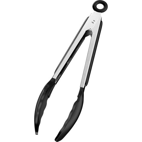 Pince de cuisine en acier inoxydable de 23 cm (9 pouces) pour barbecue, en silicone alimentaire avec verrouillage et poignée (1/5)