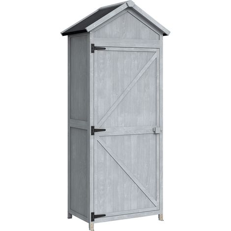 Armadio da Esterno 77x52,5x178 cm Armadio con Banco Lavoro Ribaltabile in Legno Grigio (1/5)